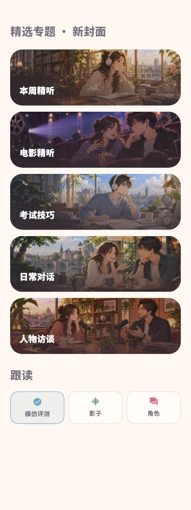 漫听口语 · 精选专题与跟读组件